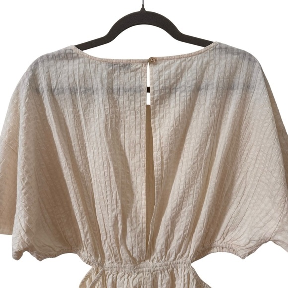 Madewell Cutout Romper in Seersucker "Lighthouse" Cream 100% Cotton Size XXL - Picture 11 of 13